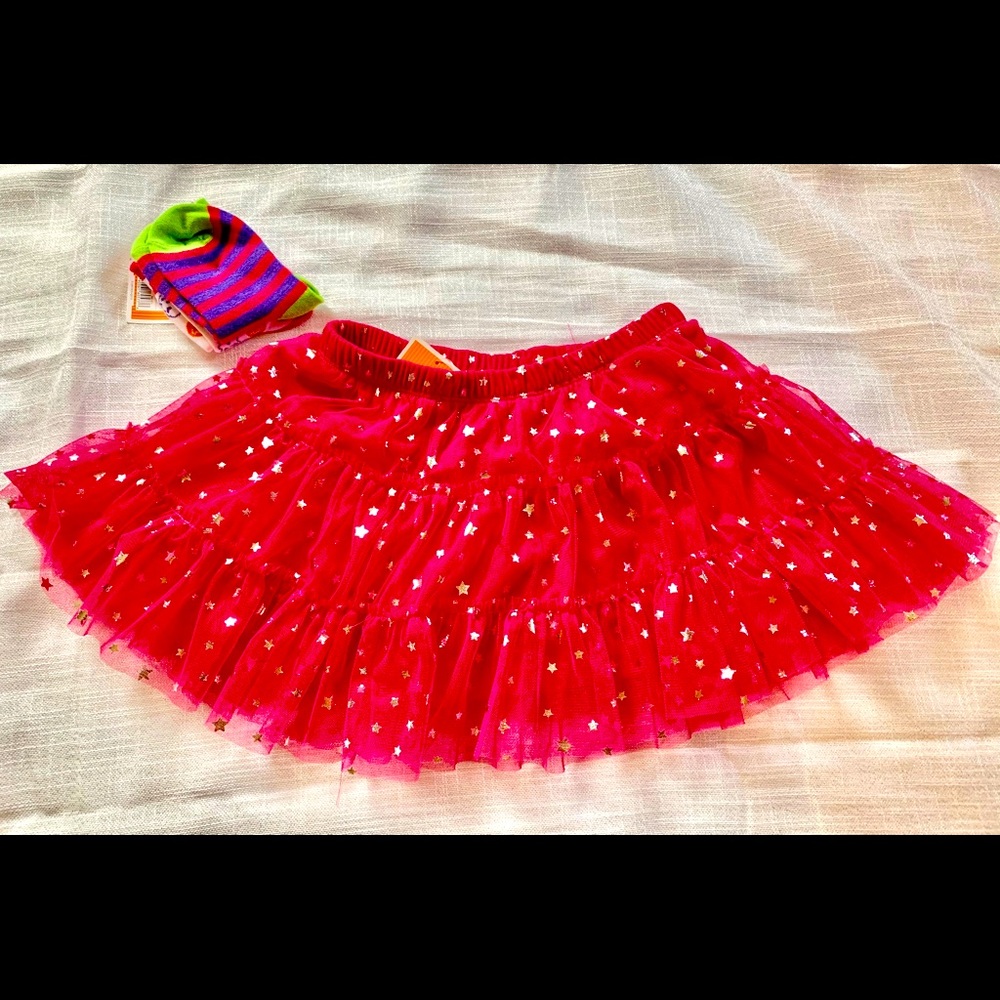 NWT Girls Hot Pink Tutu and matching socks set